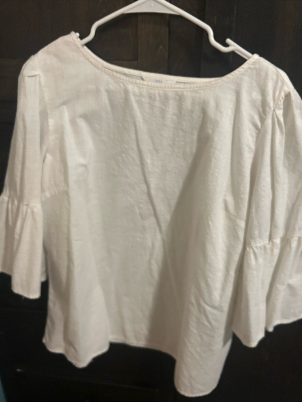 Time and Tru White Ruffle Sleeve Blouse
